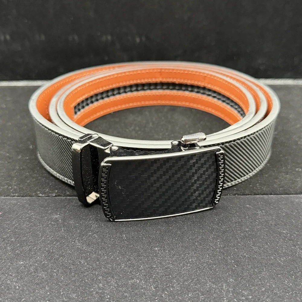 Chaoren Men Ratchet Belt Adjustable Trim To Fit Grey Carbon Fiber Buckle Golf